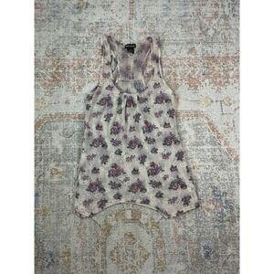 Vintage Wet Seal Sheer Floral Tank Top • Y2K Fairy Grunge Racerback Cami M